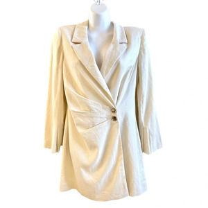 NWT Zara Women's Beige Linen Blend Double Breasted Blazer Size Medium